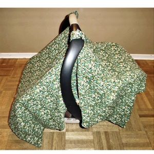 Green Brown Floral Reversible Car Seat Cover